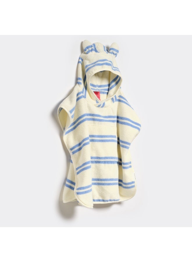 Sunnylife Kids Hooded Towel for Toddlers – Sammy the Seagull Blue Stripe, Soft & Absorbent Bath, Beach & Swimming Towel for Boys & Girls - Image 1